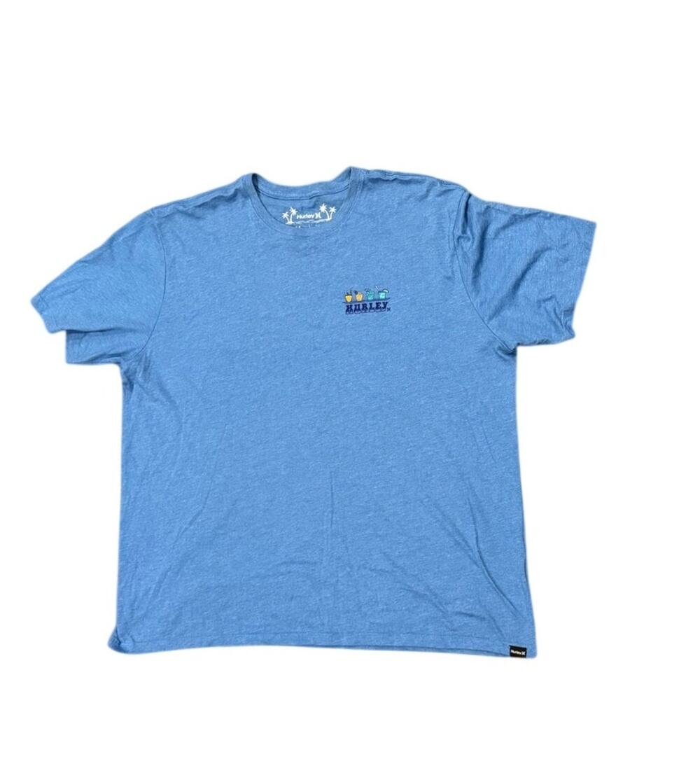 Hurley Time Flies Blue Fishing Short Sleeve Graphic T-Shirt Men's XL